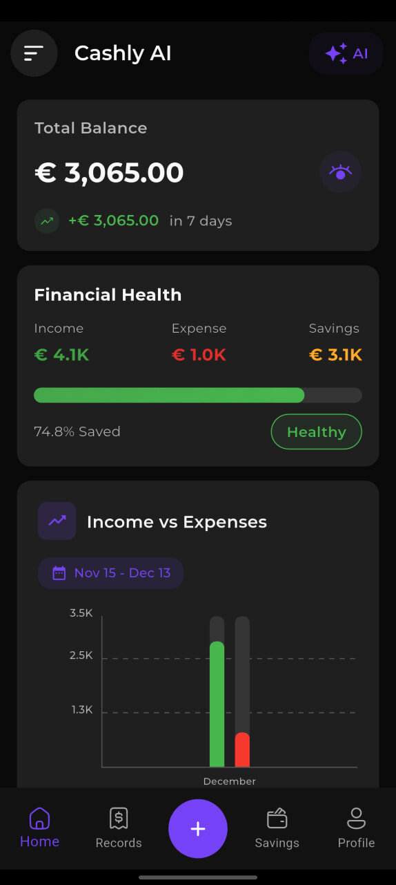 Cashly AI App Screenshot